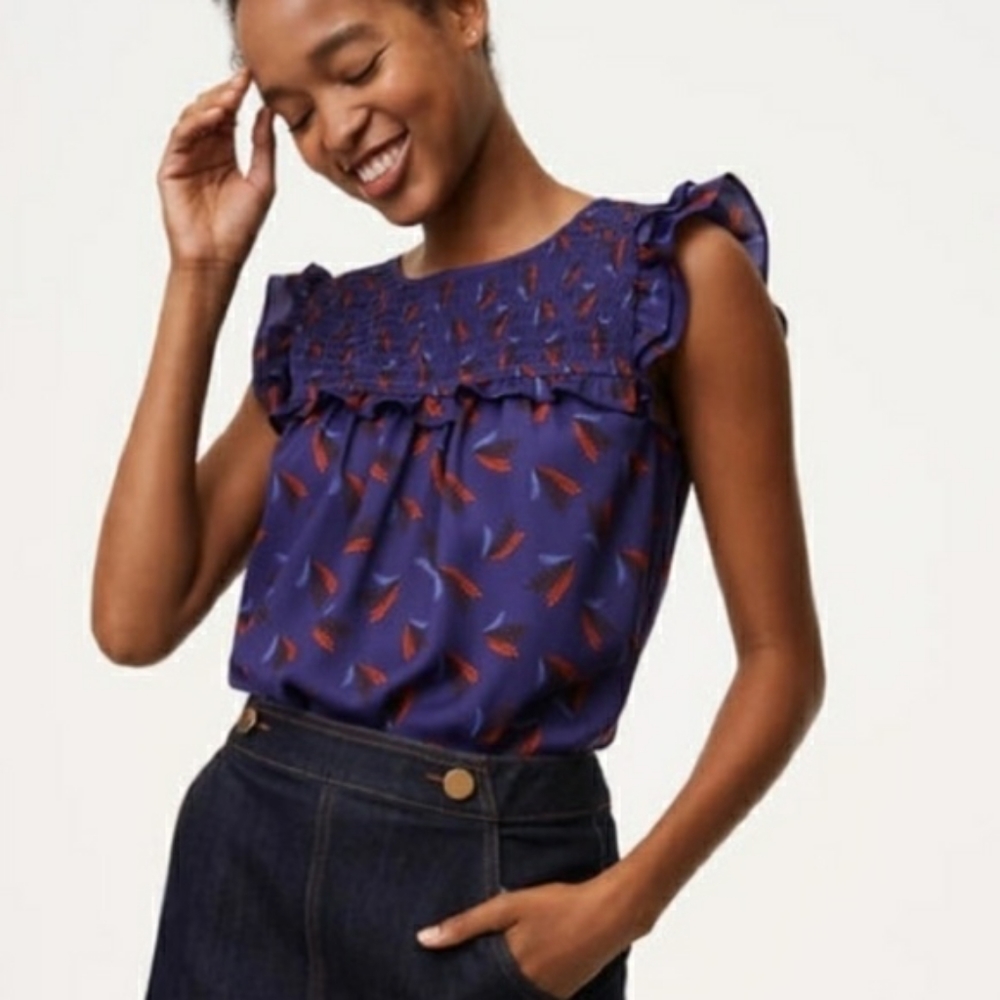 Loft Feather Wheat Leaf Sleeveless Blouse